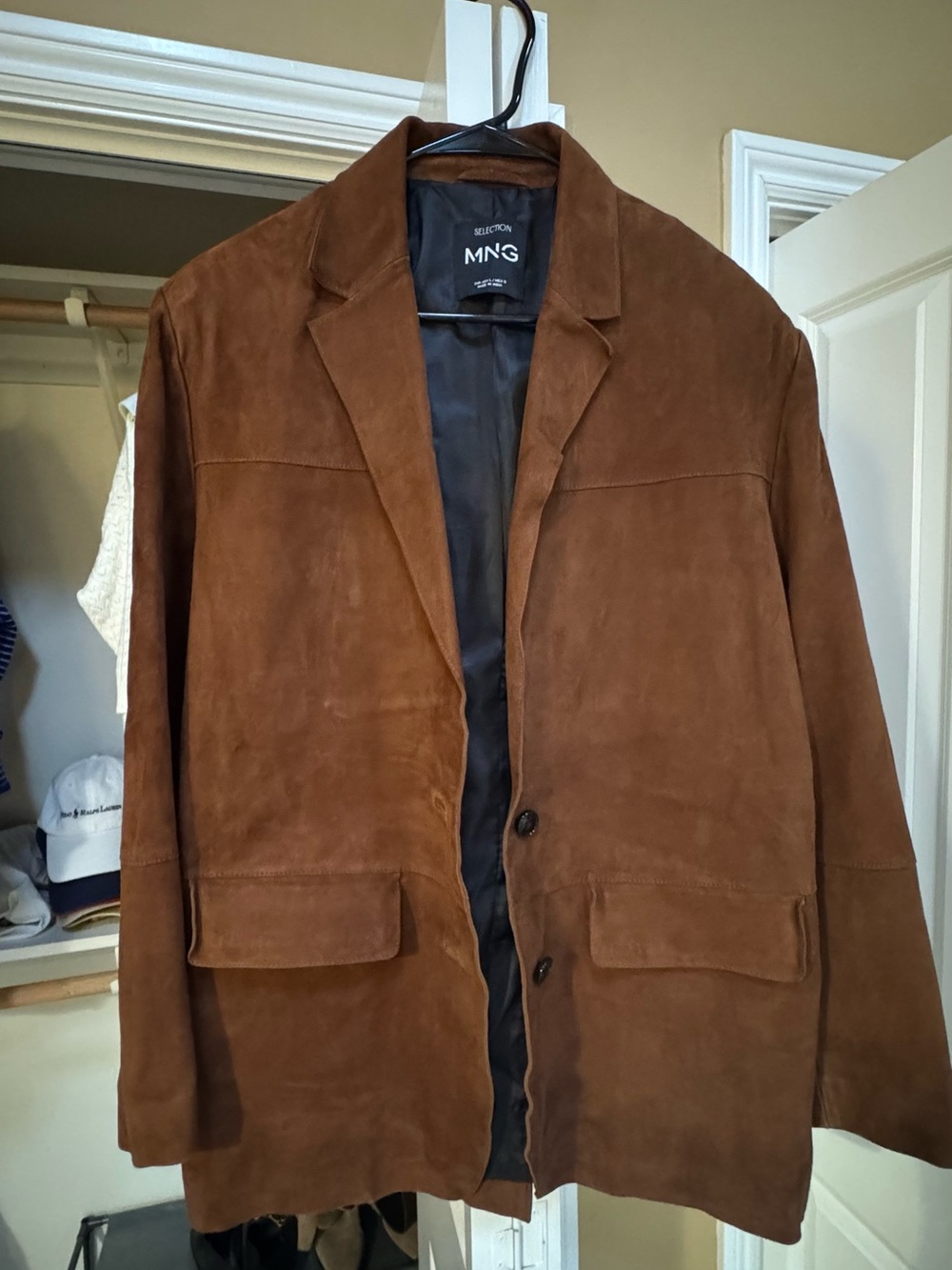Mango selection leather Oversized Brown Suede Blazer - Picture 5 of 16